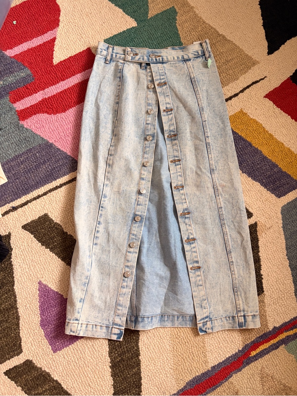 Amazon Light Blue Button-Front Denim Midi Skirt